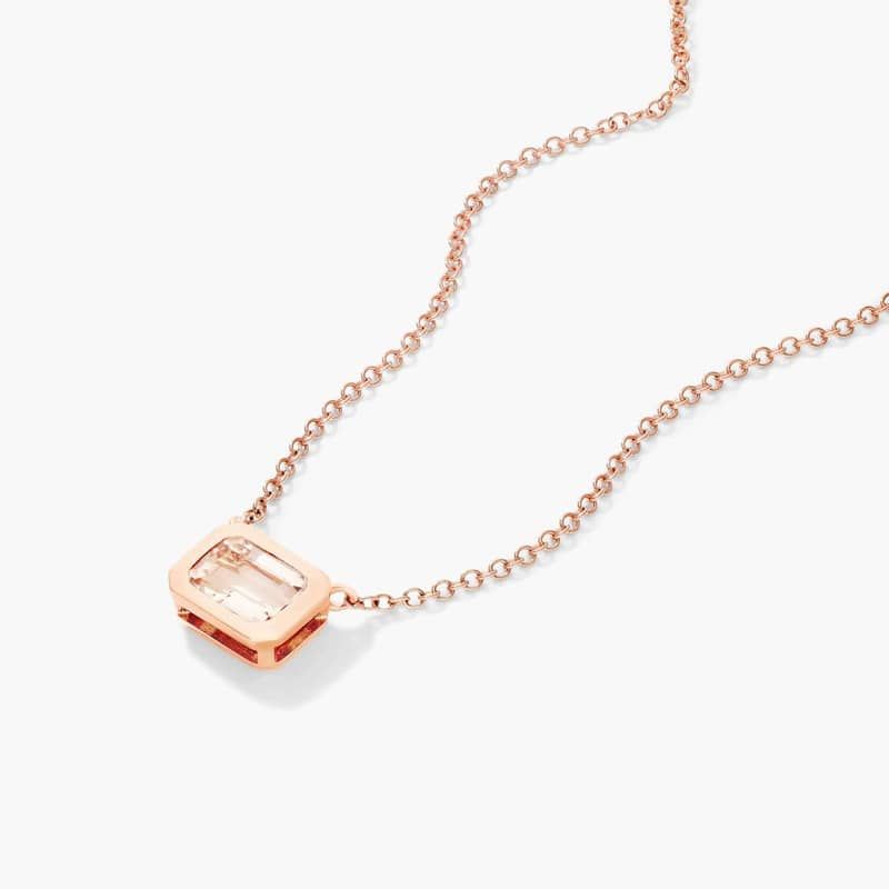 14K Rose Gold Bezel Morganite Necklace