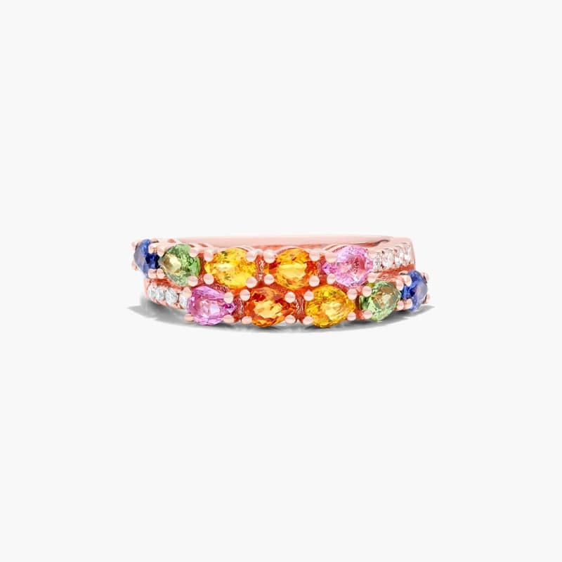 14K Rose Gold Prism Multi-Color Sapphire Ring