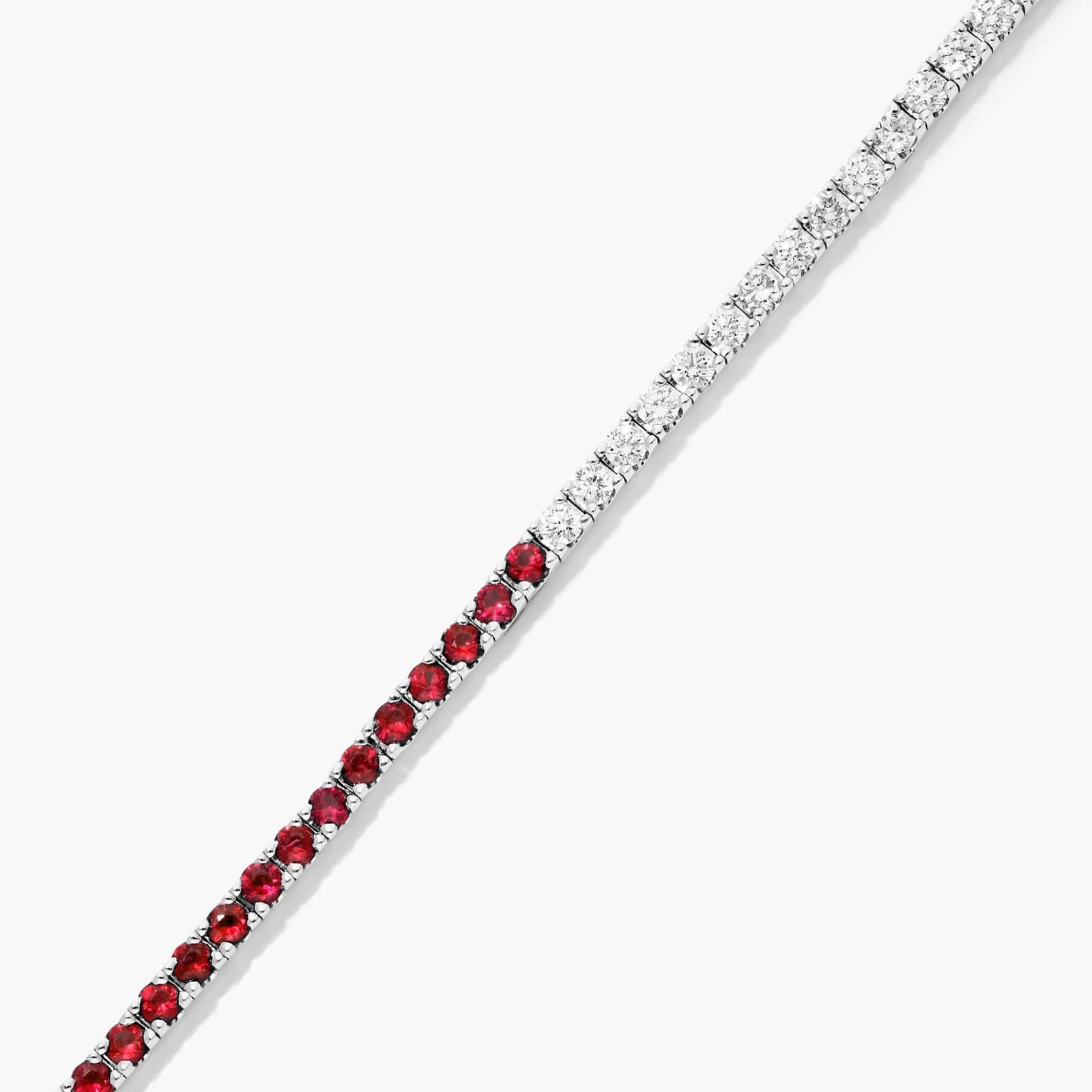 14K White Gold Half and Half Ruby and Diamond Tennis Bracelet-8347807w14