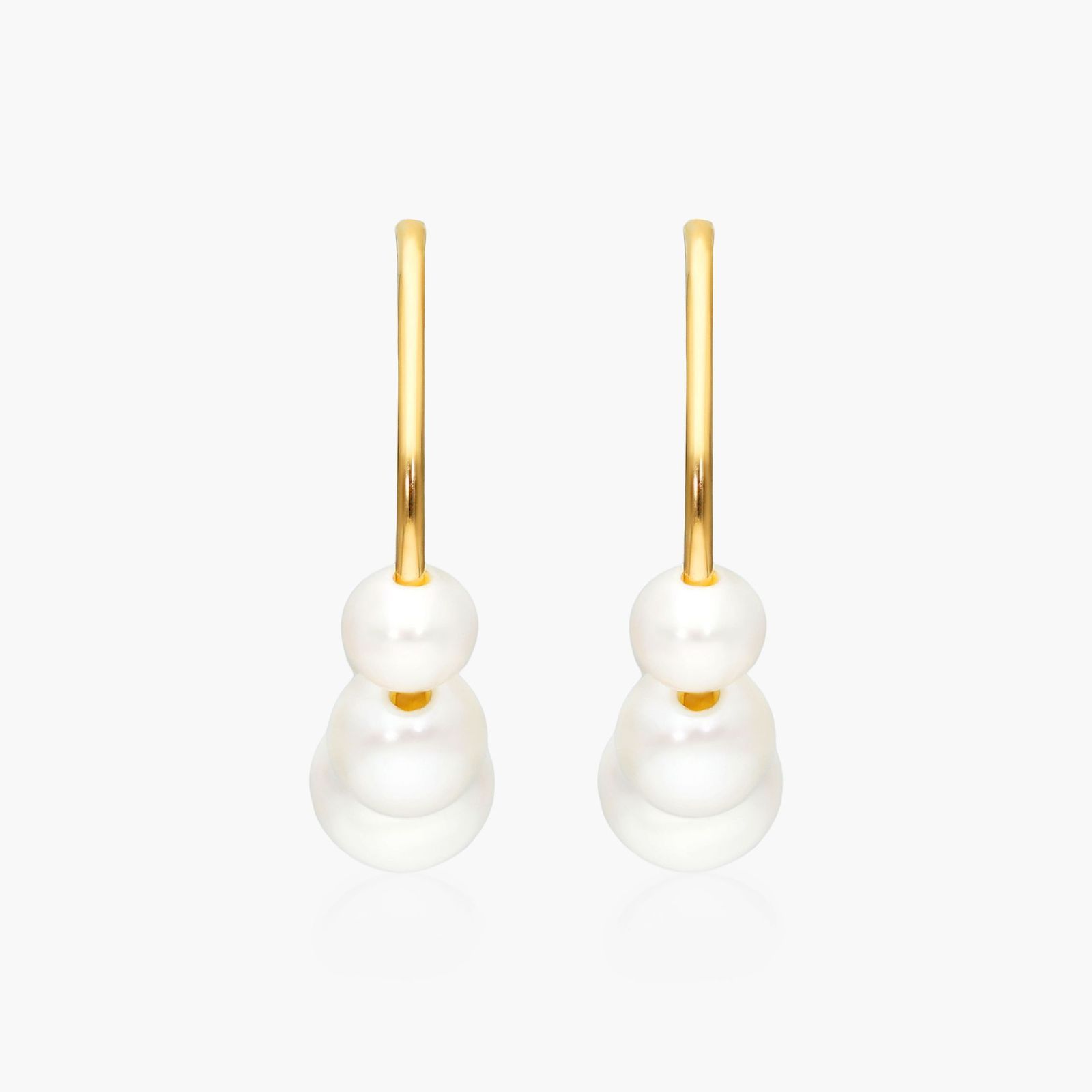 14K Yellow Gold Graduated Freshwater Cultured Pearl Hoop Earrings (4.0-6.5mm) Image-0