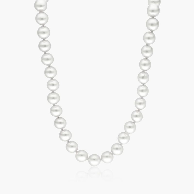 14K White Gold Akoya Cultured Pearl Ball Clasp 16" Necklace (8.5-9.0mm)