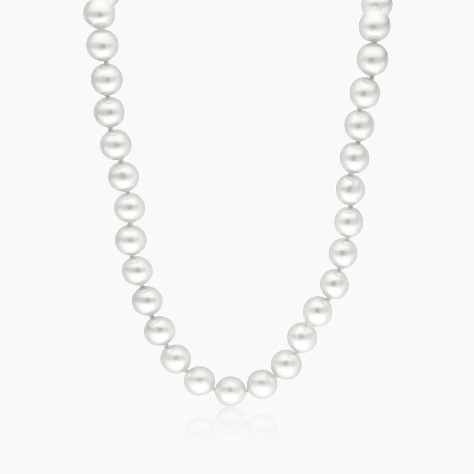 14K White Gold Akoya Cultured Pearl Ball Clasp 18" Necklace (8.5-9.0mm) Image-0