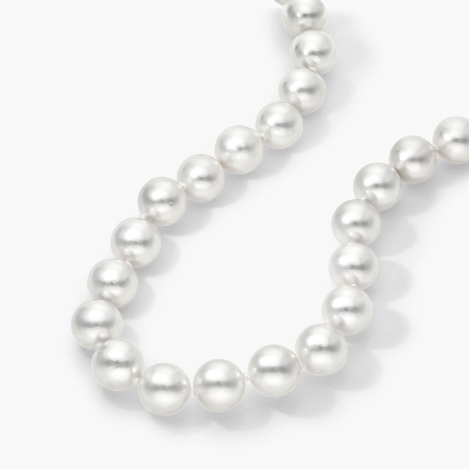 14K White Gold Akoya Cultured Pearl Ball Clasp 18" Necklace (8.5-9.0mm) Image-1