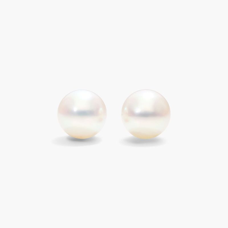 14K White Gold Akoya Cultured Pearl Earrings (6.5-7.0mm)