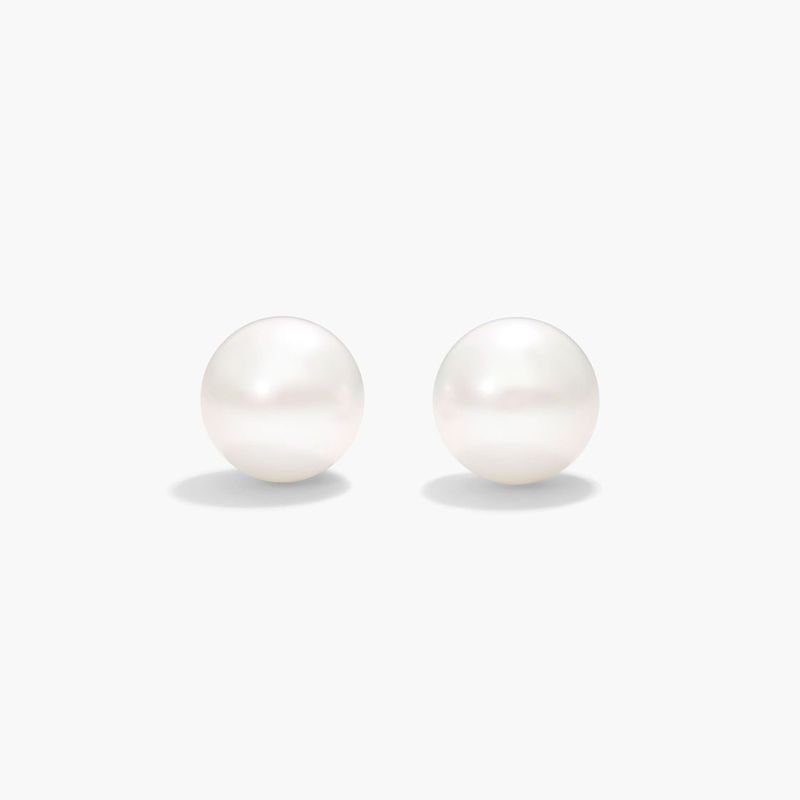 14K White Gold Akoya Cultured Pearl Earrings (7.5-8.0mm)