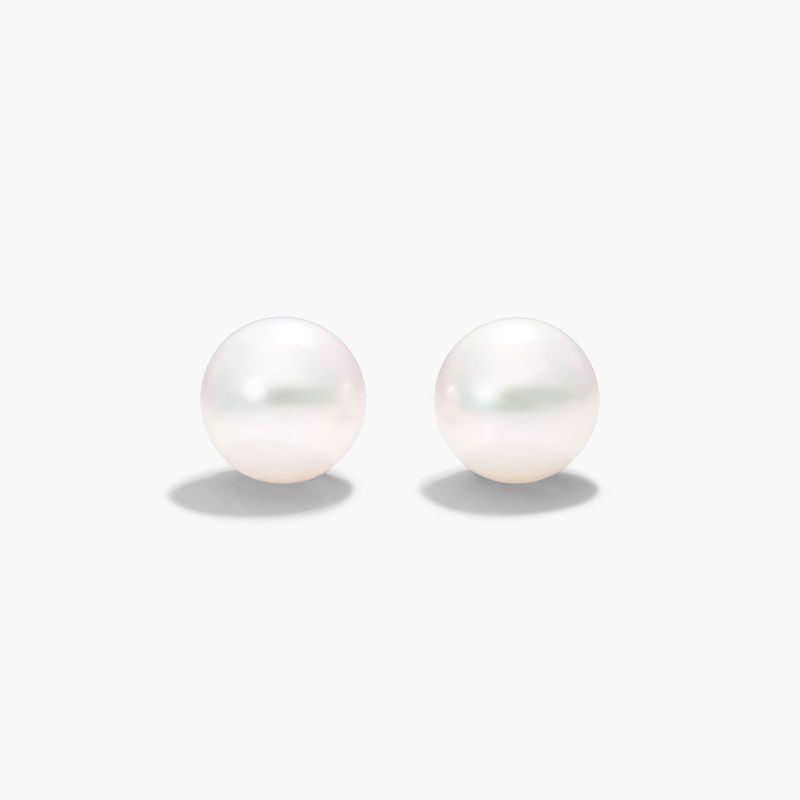 14K White Gold Akoya Cultured Pearl Earrings (8.5-9.0mm)