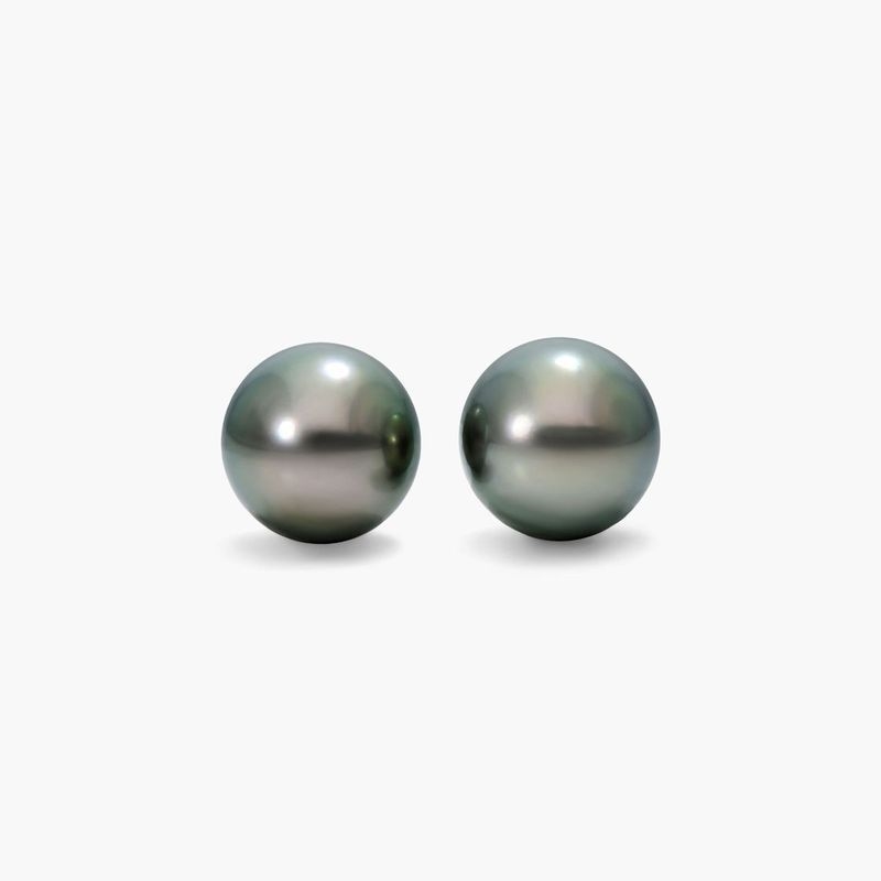 14K White Gold Tahitian Cultured Pearl Earrings (10.0-10.5mm)