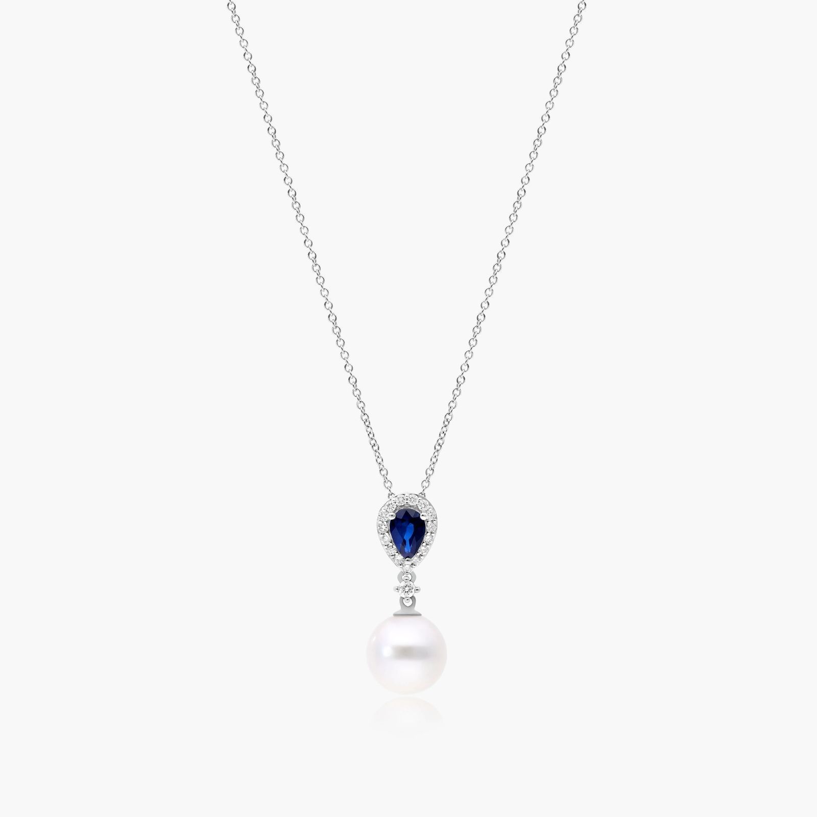 White Akoya Cultured Pearl & Red Ruby Bead Drop Pendant Necklace – 18", Silver Plated