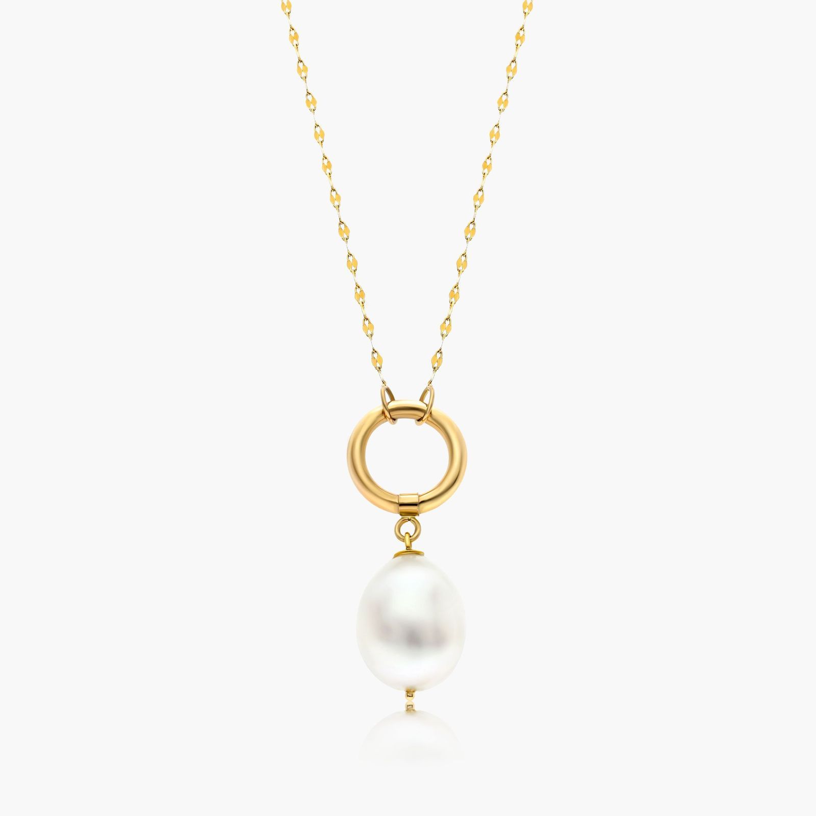 14K Yellow Gold Freshwater Cultured Pearl Loop Necklace