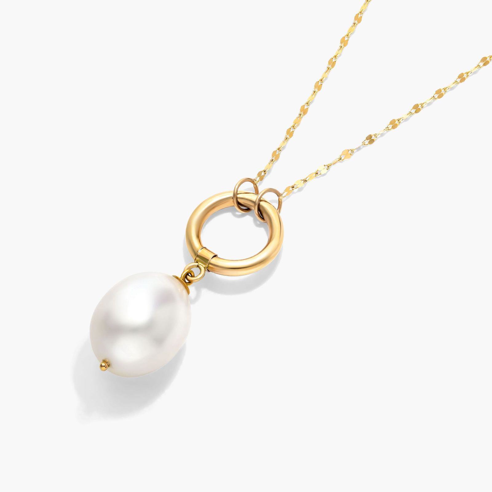 14K Yellow Gold Freshwater Cultured Pearl Loop Necklace-8516840y14