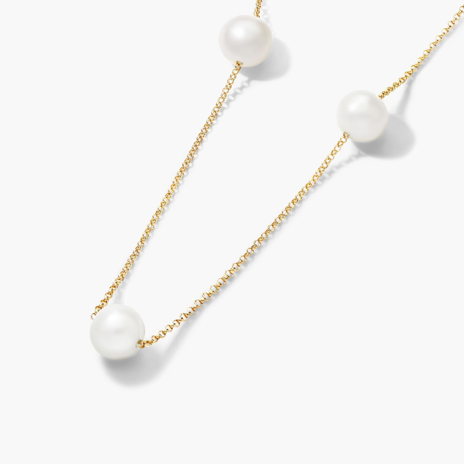 14k Yellow Gold Freshwater Cultured Pearl Station Necklace 8517340y14