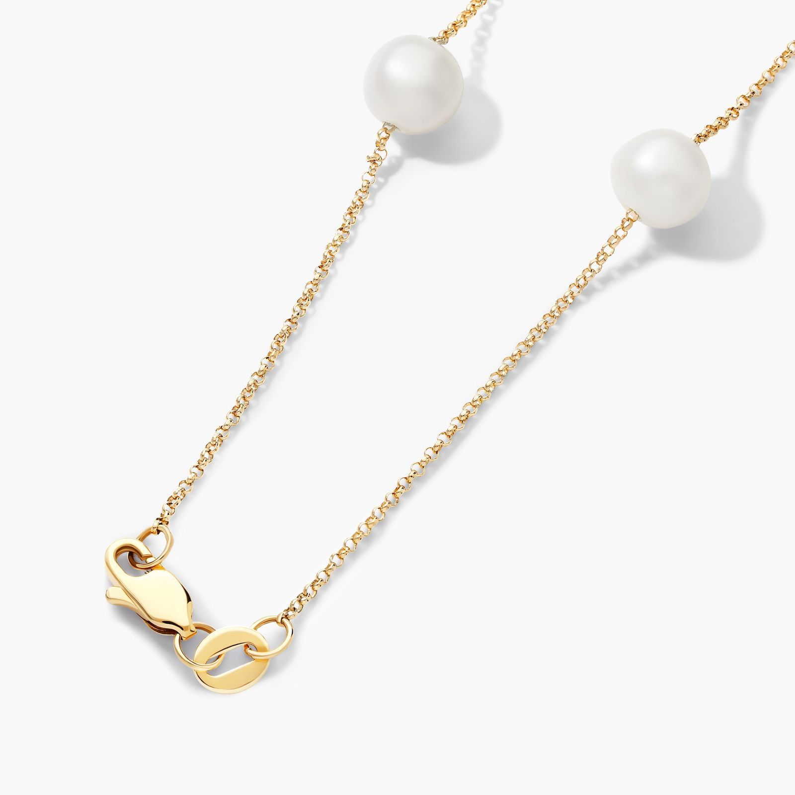 14k Yellow Gold Freshwater Cultured Pearl Station Necklace