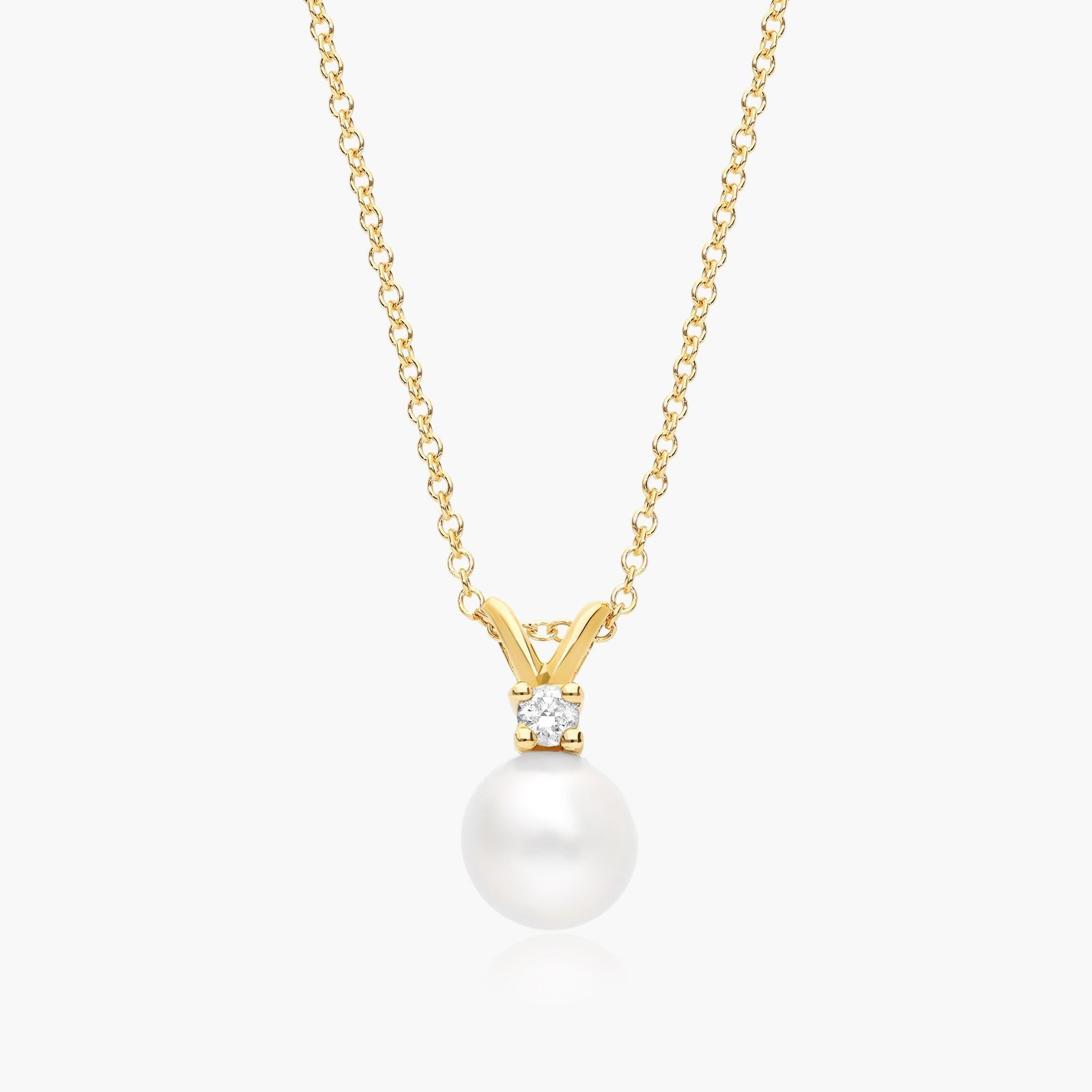 14K Yellow Gold Akoya Cultured Pearl and Diamond Necklace-8517541y14