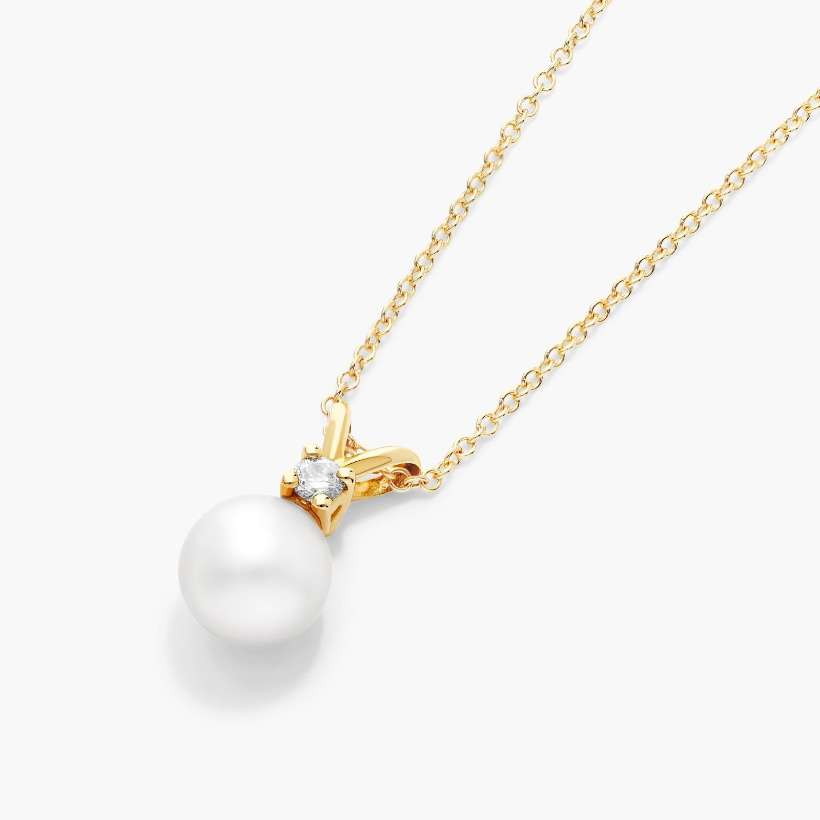 14K Yellow Gold Akoya Cultured Pearl and Diamond Necklace-8517541y14