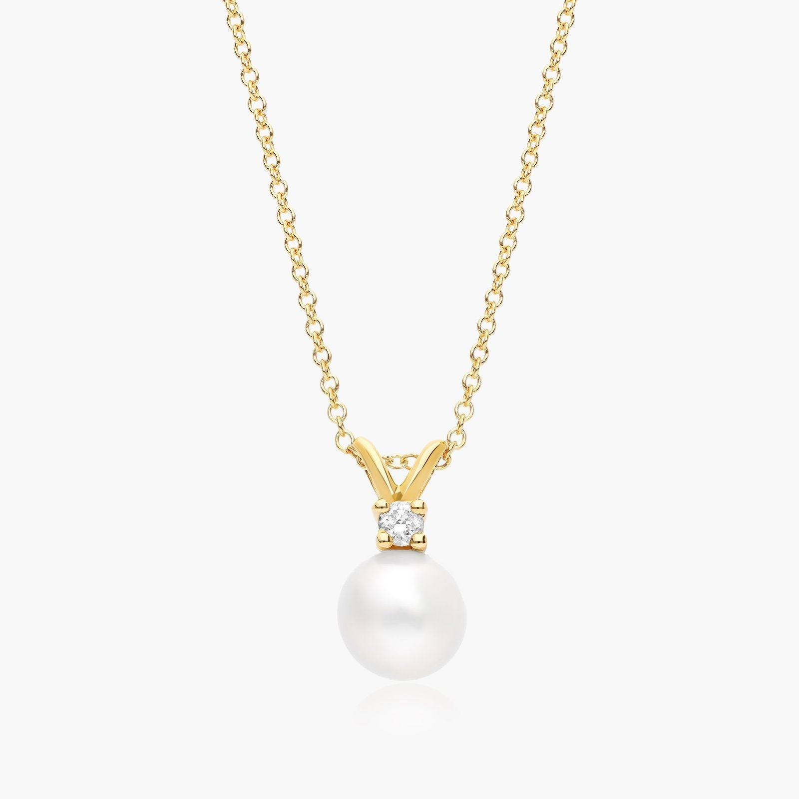 14K Yellow Gold Akoya Cultured Pearl and Diamond Necklace-8517541y14