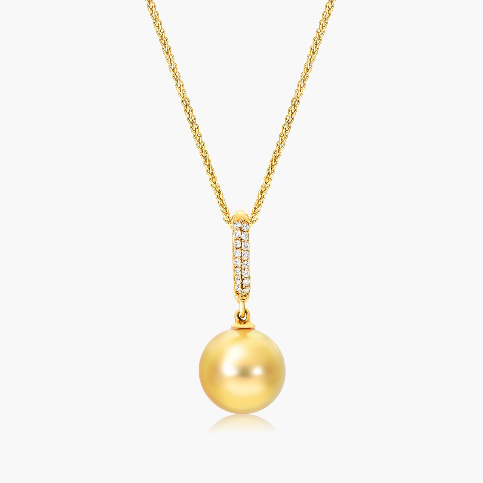 14k Yellow Gold Golden South Sea Cultured Pearl And Diamond Pendant