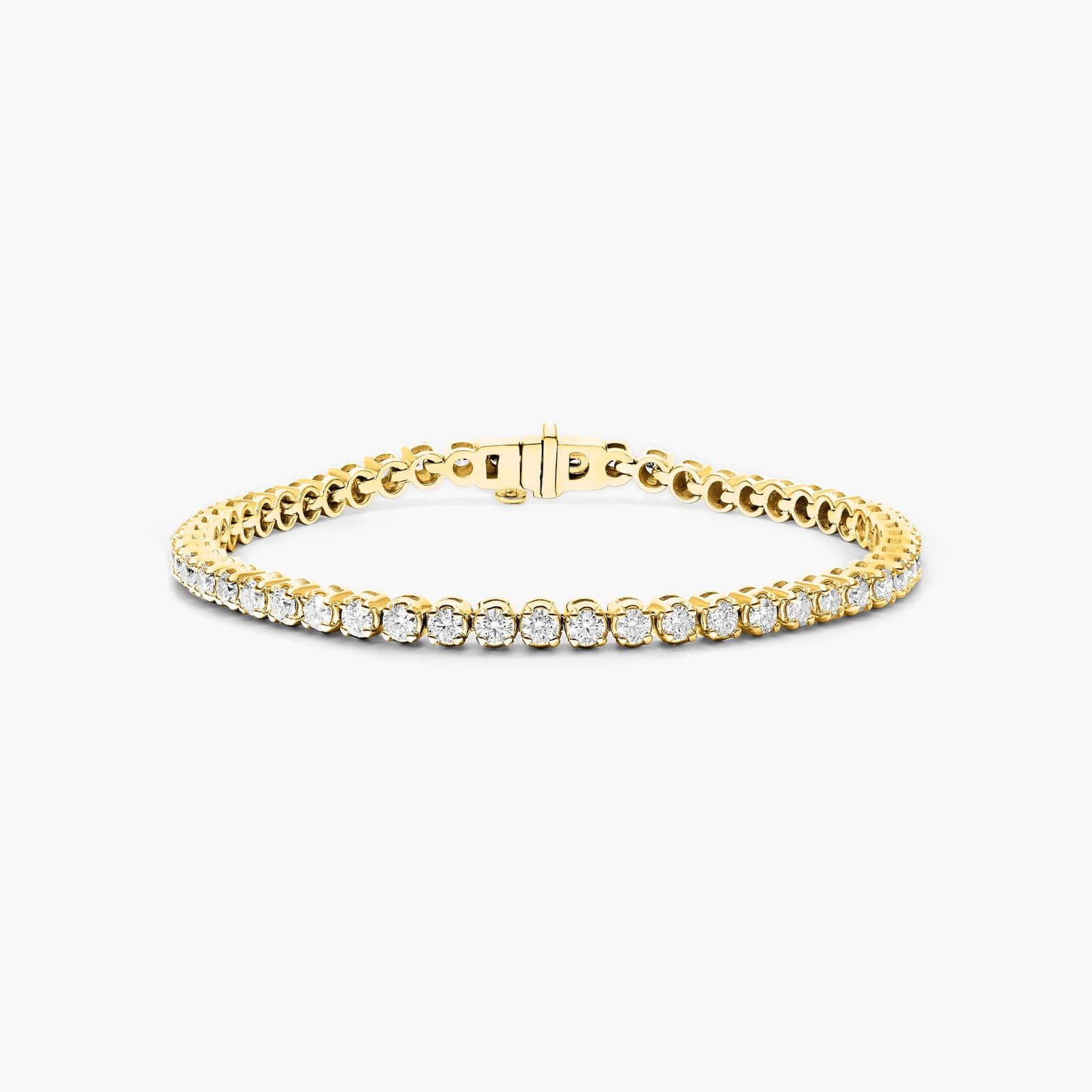 14K Yellow Gold Four Prong Diamond Tennis Bracelet (4 CTW - H-I / SI1-SI2) Image-0