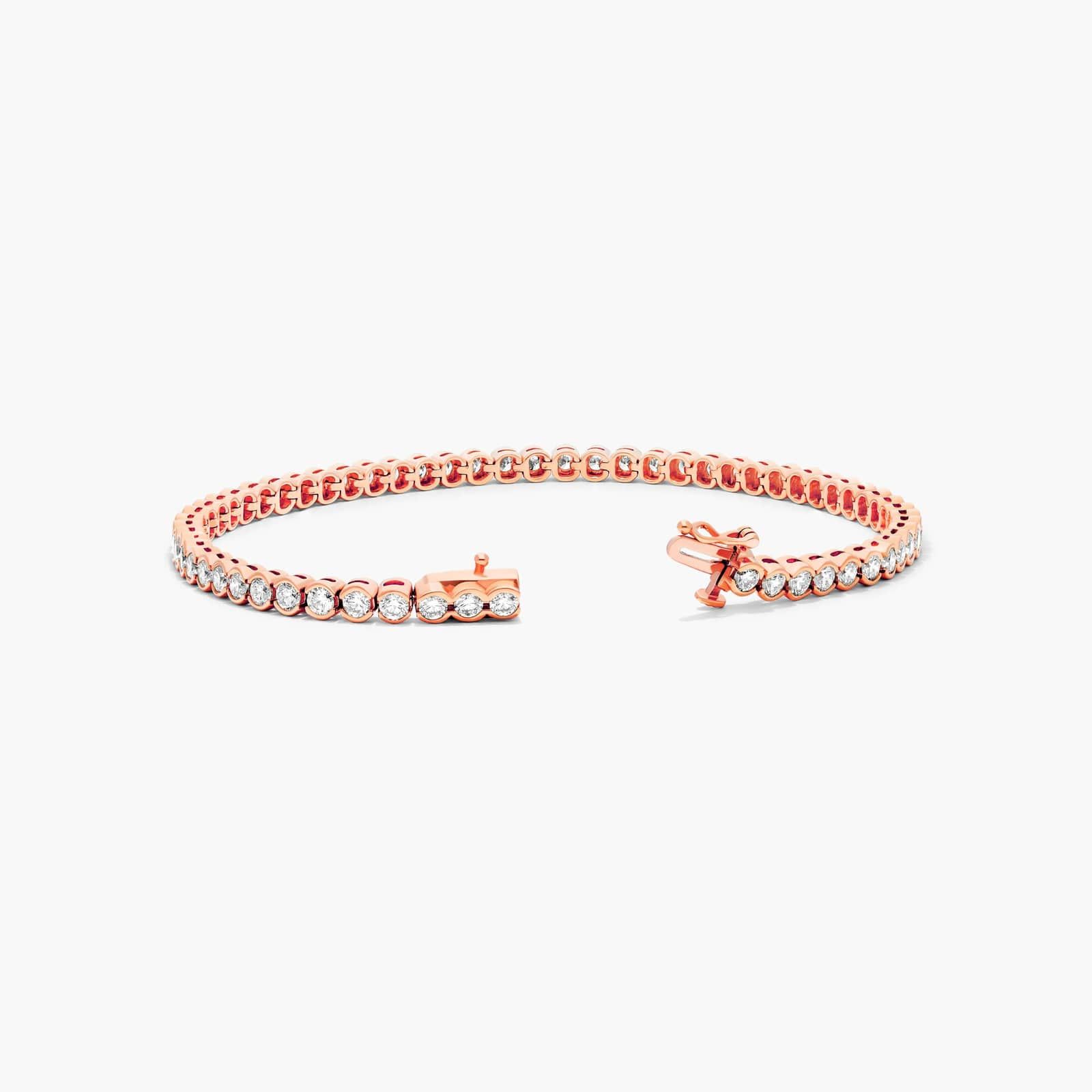 14K Rose Gold Bezel Diamond Tennis Bracelet (3 CTW - H-I / SI1-SI2) Image-1