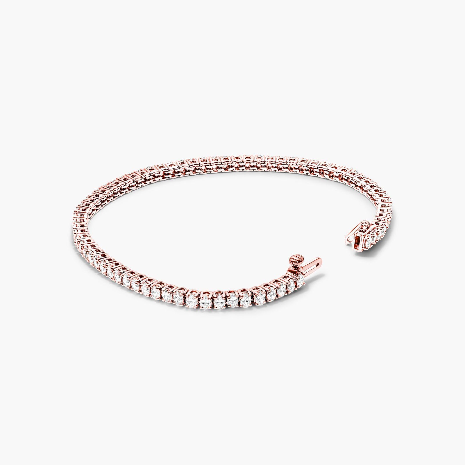 14K Rose Gold Oval Shape Diamond Tennis Bracelet (5.00 CTW - F-G / VS1-VS2) Image-1