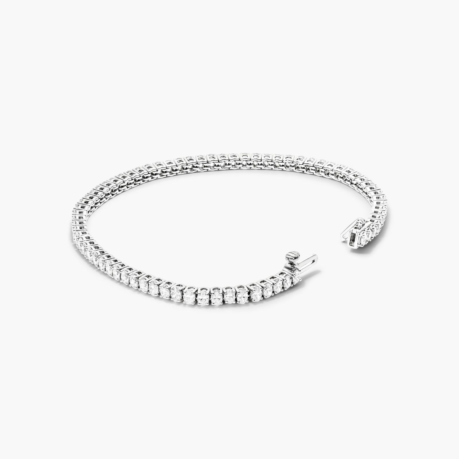 14K White Gold Oval Shape Diamond Tennis Bracelet (10.00 CTW - F-G / VS1-VS2) Image-1