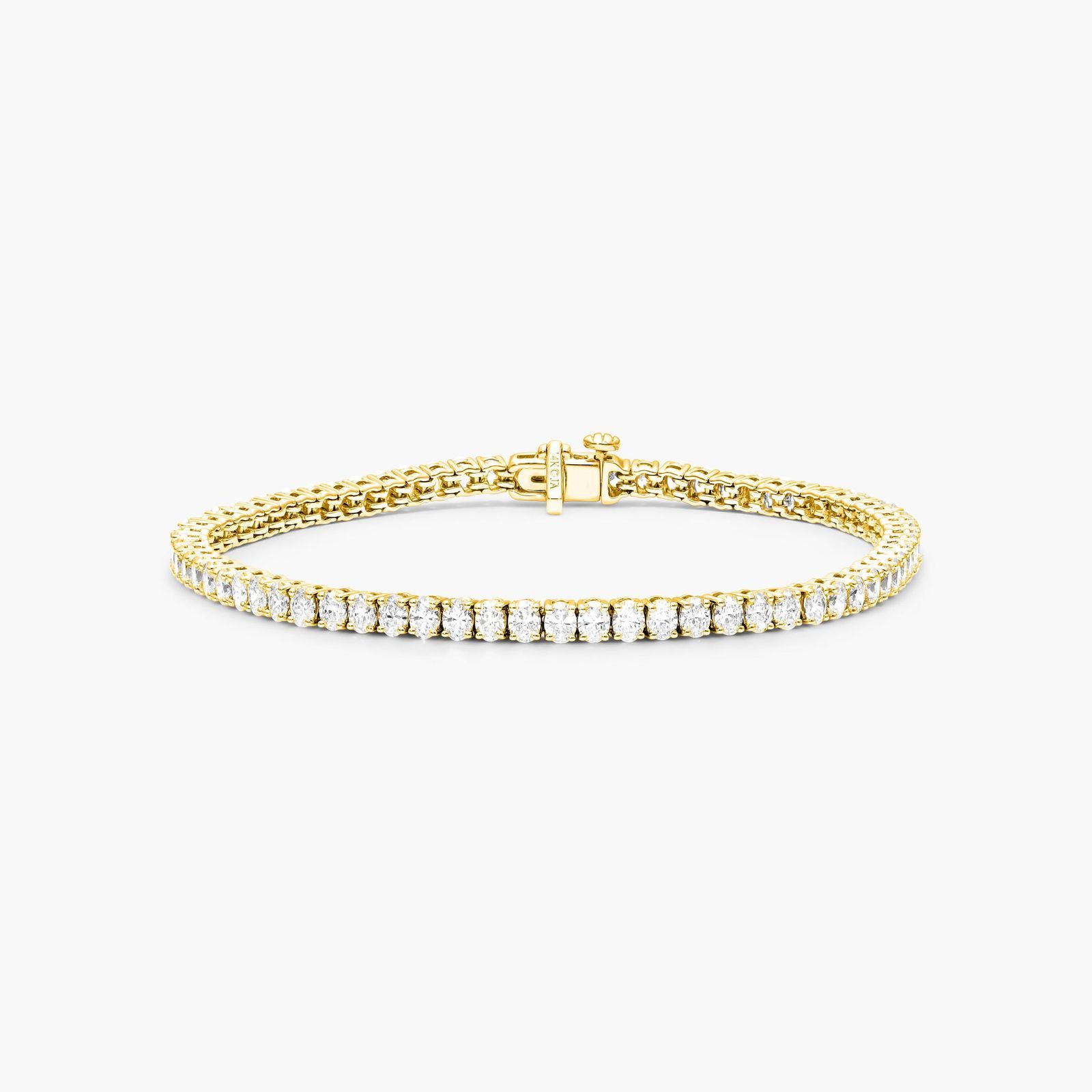 14K Yellow Gold Oval Shape Diamond Tennis Bracelet (5.00 CTW - F-G / VS1-VS2) Image-0