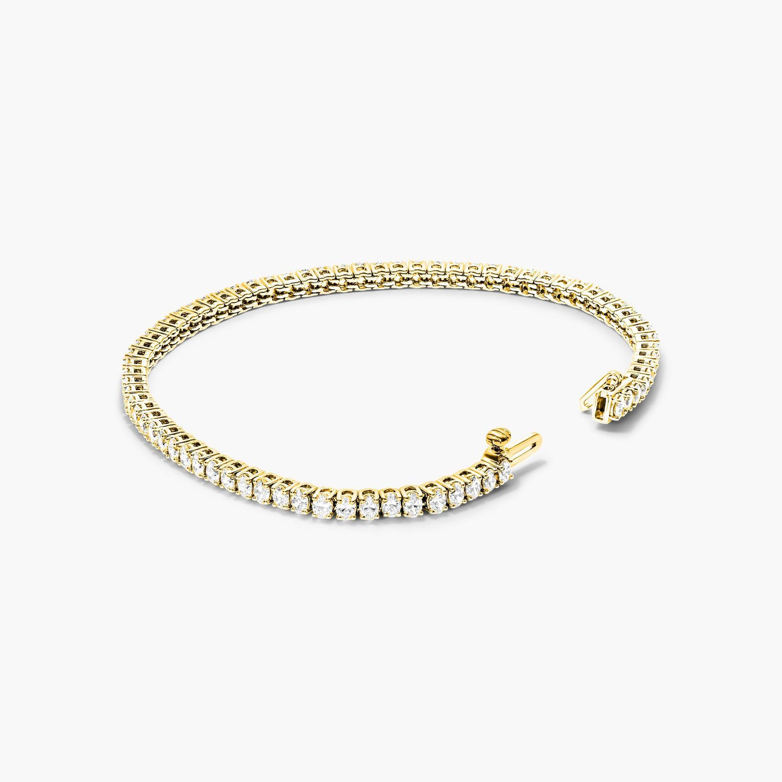 14K Yellow Gold Oval Shape Diamond Tennis Bracelet (5.00 CTW - F-G / VS1-VS2) Image-1