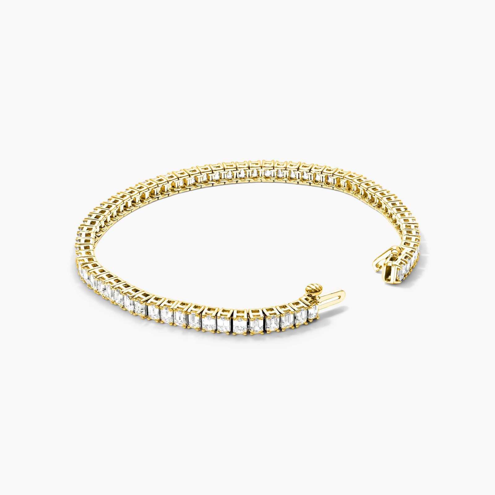 14K Yellow Gold Emerald Cut Diamond Tennis Bracelet (8.00 CTW - F-G / VS1-VS2) Image-1