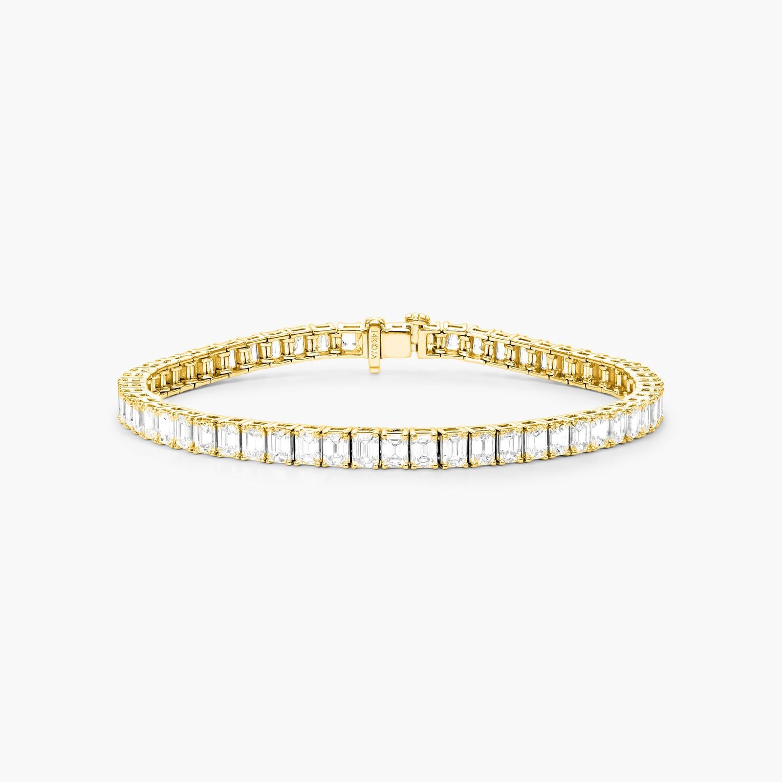 14K Yellow Gold Emerald Cut Diamond Tennis Bracelet (10.00 CTW - F-G / VS1-VS2) Image-0