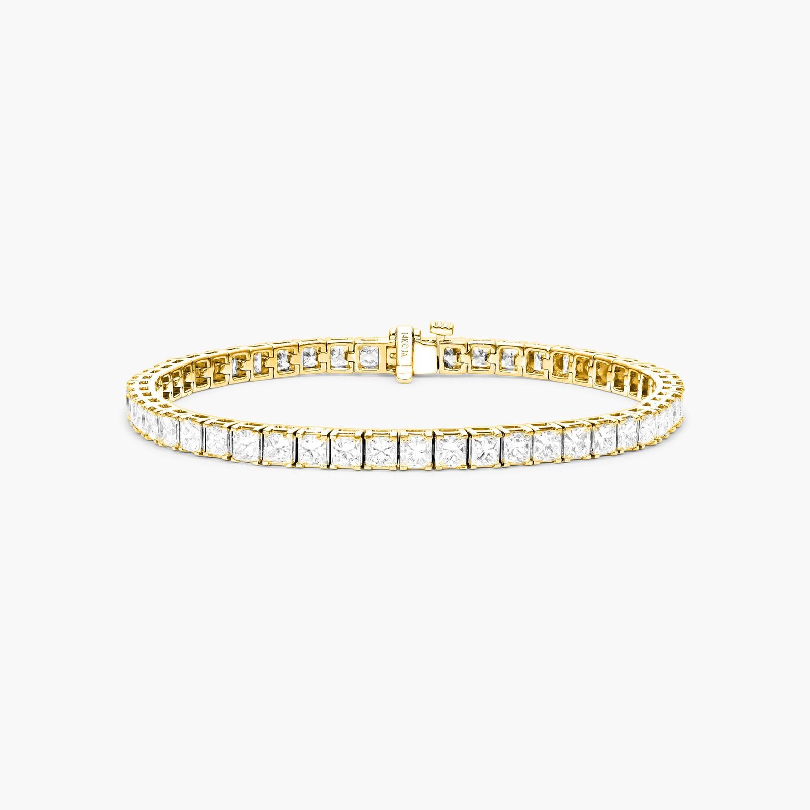 14K Yellow Gold Princess Cut Lab Created Diamond Tennis Bracelet (10.00