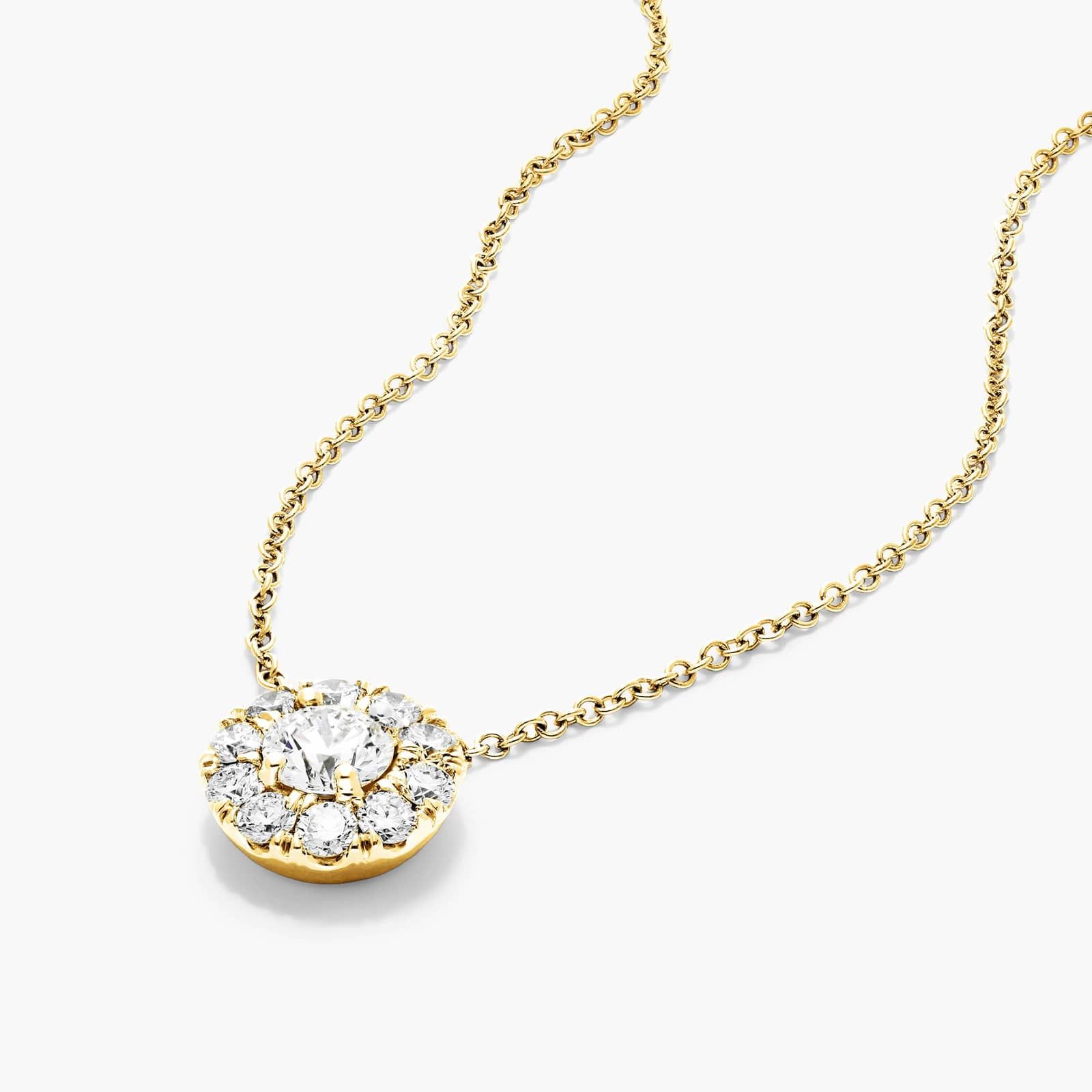 14K Yellow Gold Halo Lab Created Diamond Pendant (0.50 CTW - F-G / VS2-SI1) Image-1