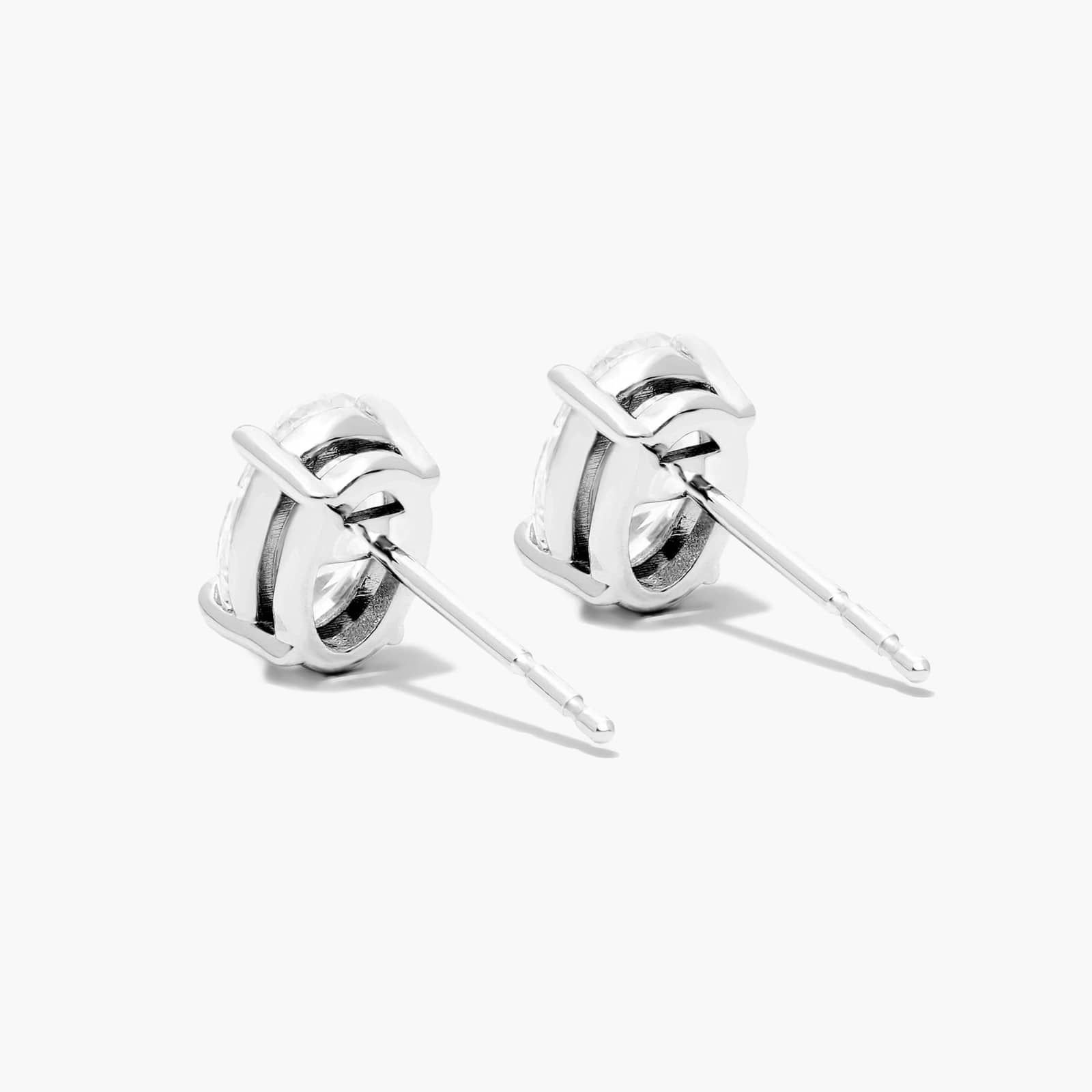 14K White Gold Oval Shape Lab Created Diamond Stud Earrings (0.60 CTW - F-G / VS2-SI1) Image-2