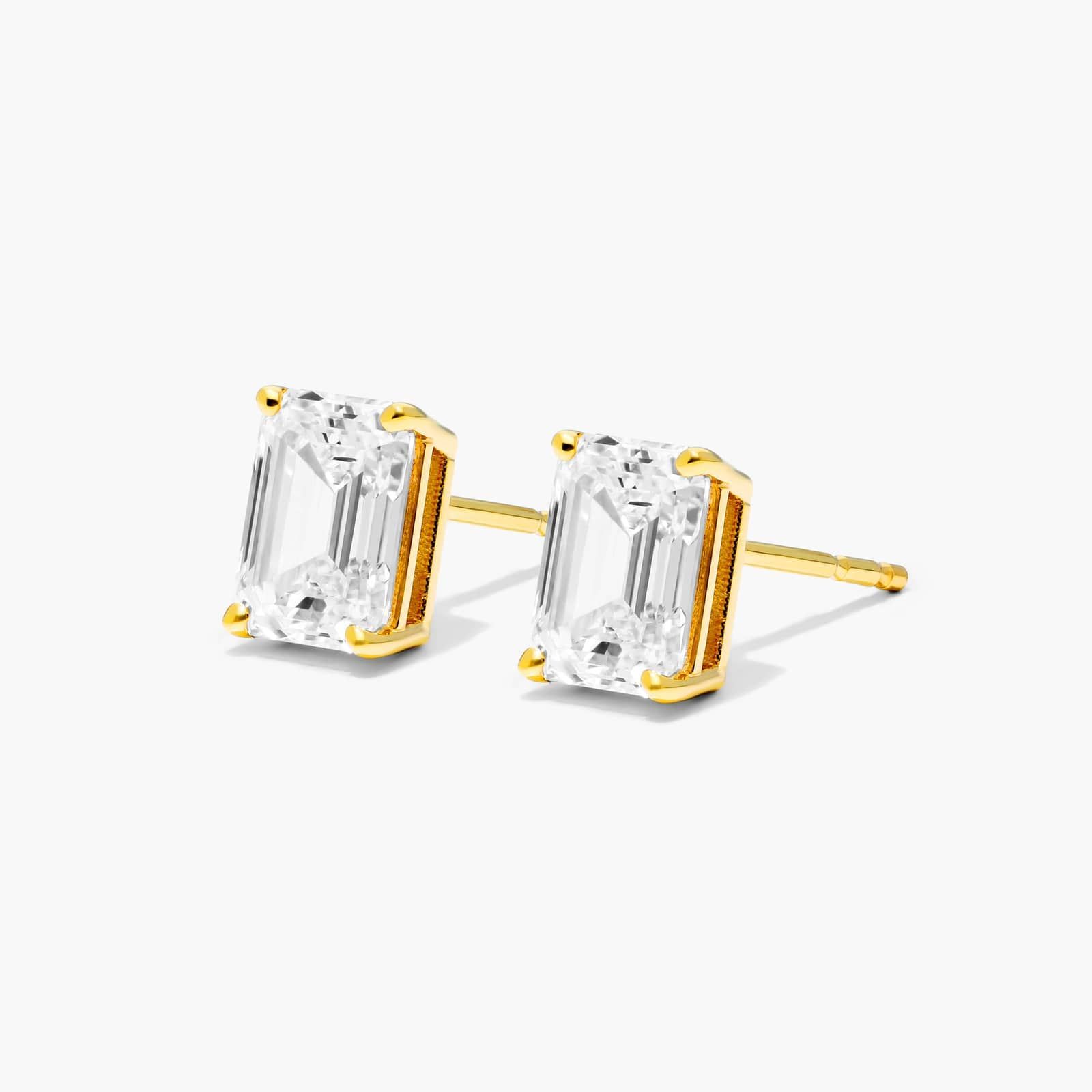 14K Yellow Gold Emerald Cut Diamond Stud Earrings (0.50 CTW - H-I / SI1-SI2) Image-1