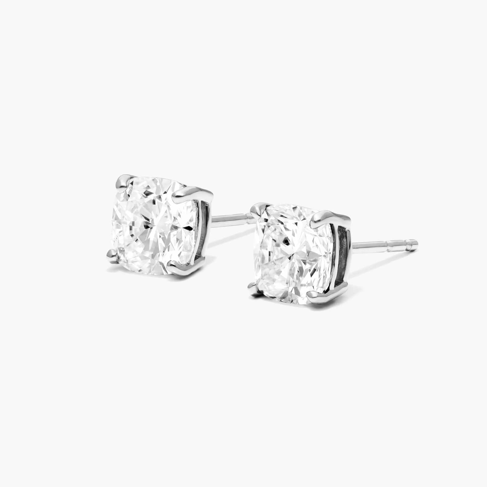 14K White Gold Cushion Shape Diamond Stud Earrings (0.50 CTW - H-I / SI1-SI2) Image-1