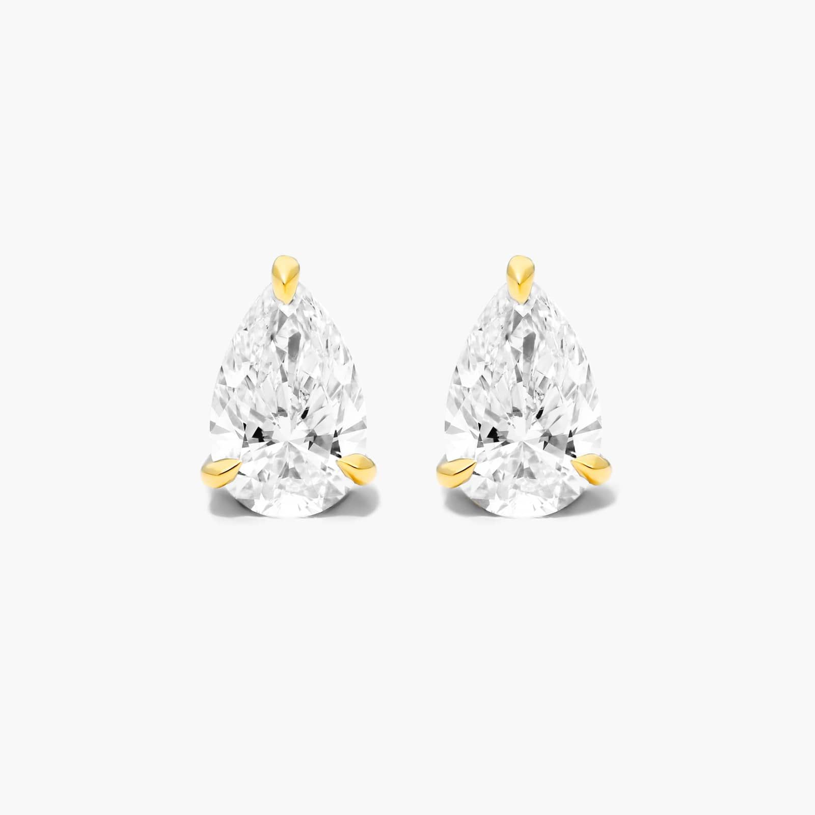 14K Yellow Gold Pear Shape Diamond Stud Earrings (2.00 CTW - H-I / SI1-SI2) Image-0