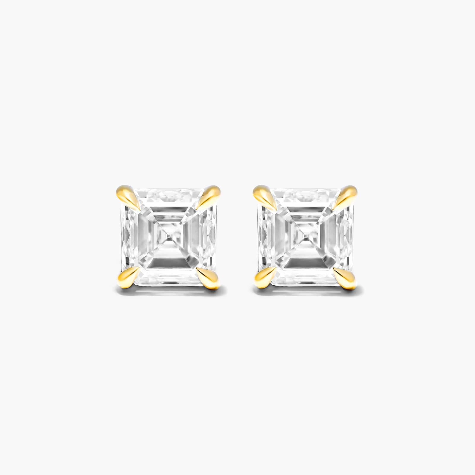 14K Yellow Gold Asscher Cut Shape Diamond Stud Earrings (1.00 CTW - H-I / SI1-SI2) Image-0