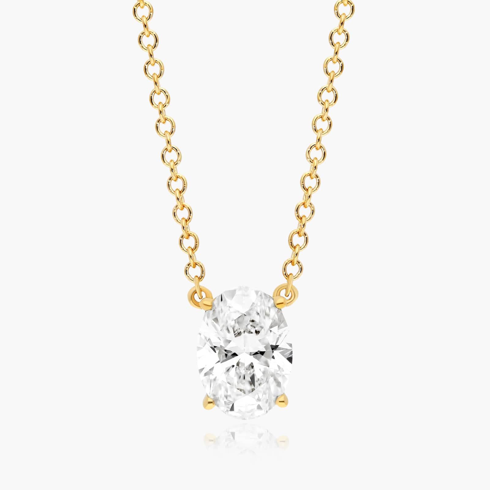 14K Yellow Gold Oval Shape Diamond Solitaire Pendant (0.25 CTW - H-I / SI1-SI2) Image-0