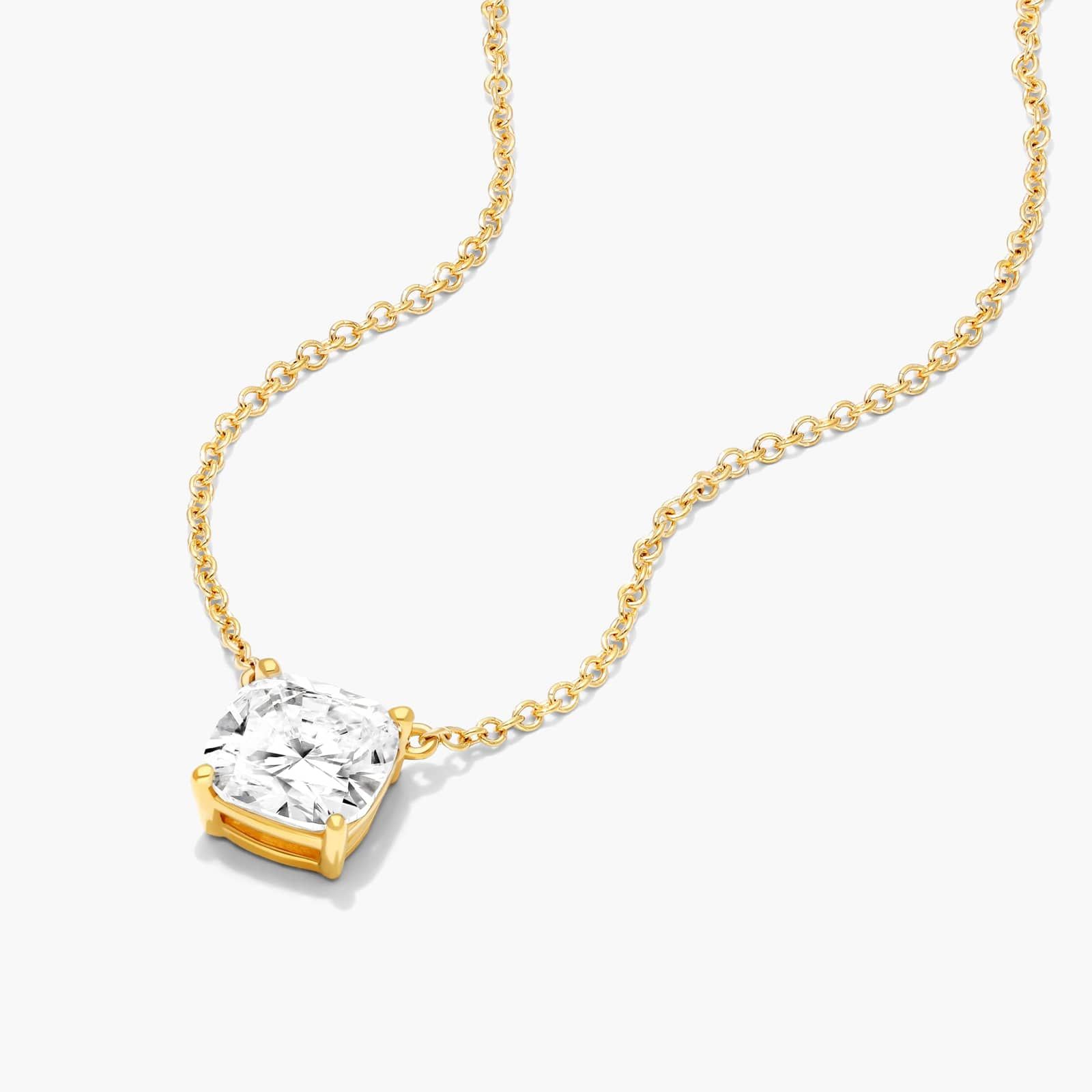 14K Yellow Gold Cushion Shape Lab Created Diamond Solitaire Pendant (0.50 CTW - F-G / VS2-SI1) Image-1