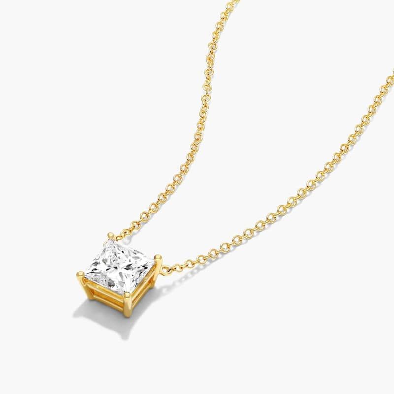 Princess cut diamond necklace yellow clearance gold