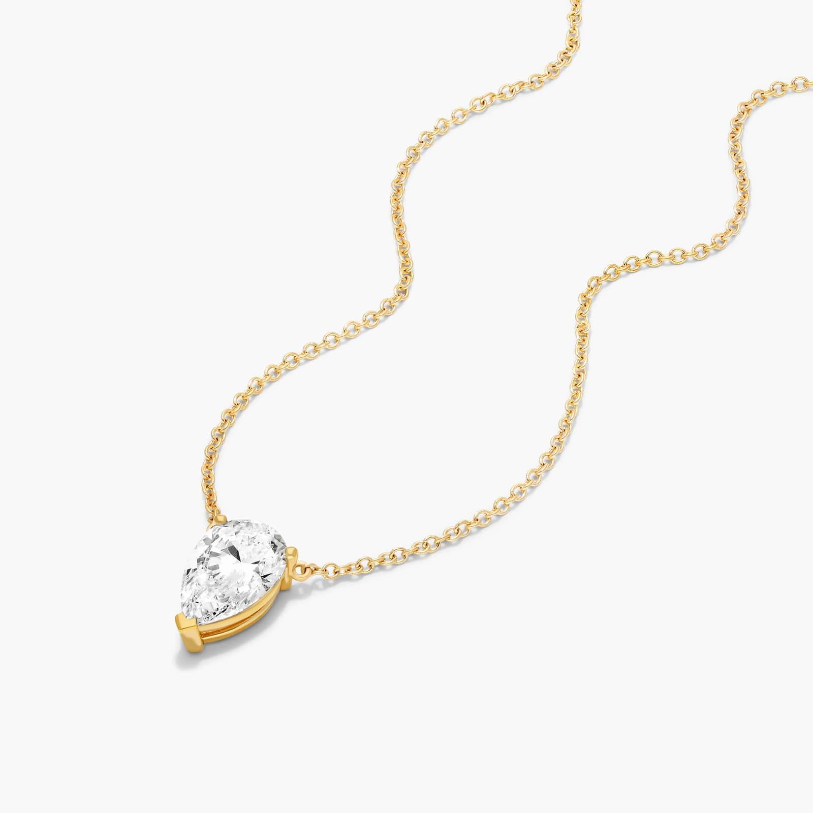 14K Yellow Gold Pear Shape Diamond Solitaire Pendant (0.25 CTW - H-I / SI1-SI2) Image-1