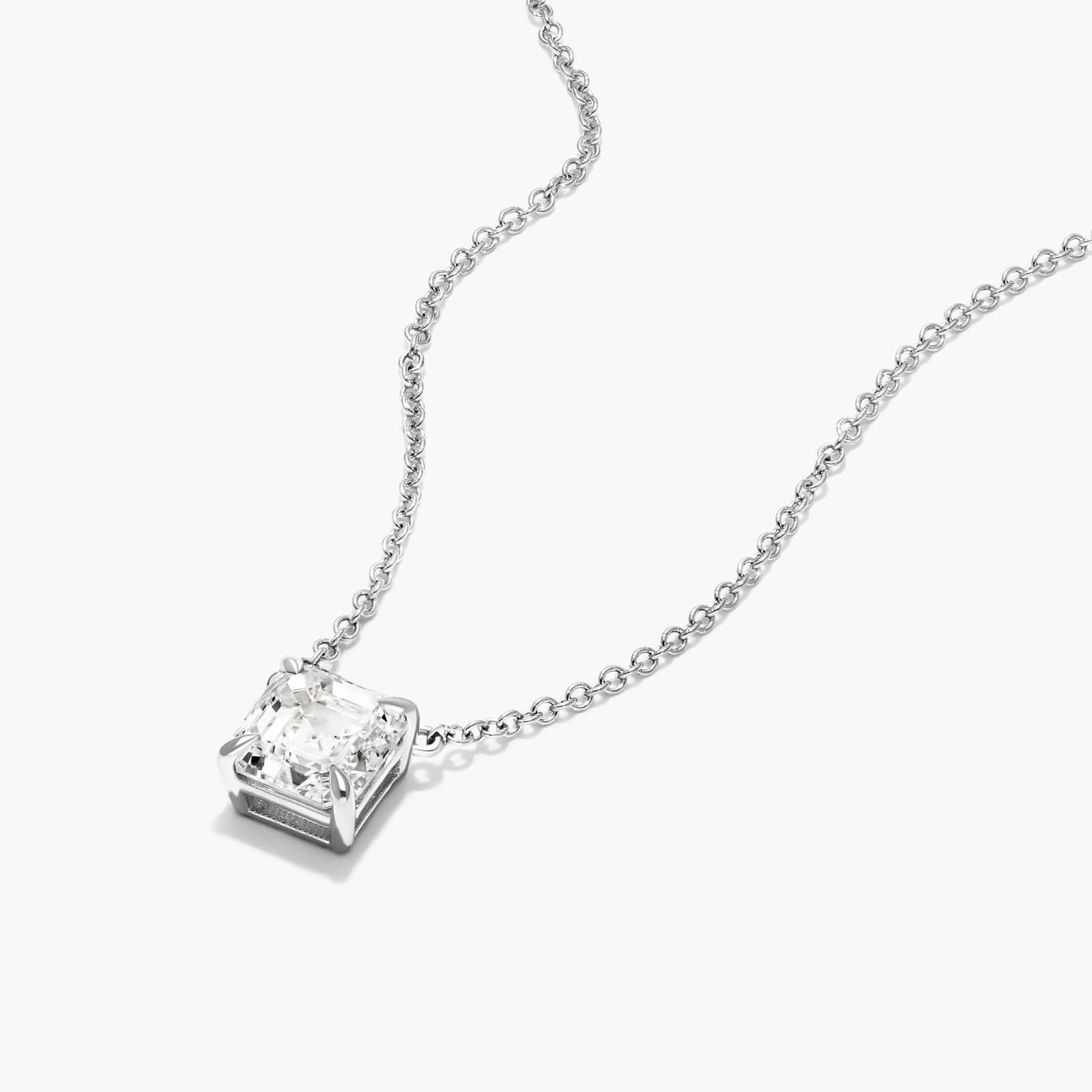 14K White Gold Asscher Cut Diamond Solitaire Pendant (0.75 CTW - H-I / SI1-SI2) Image-1