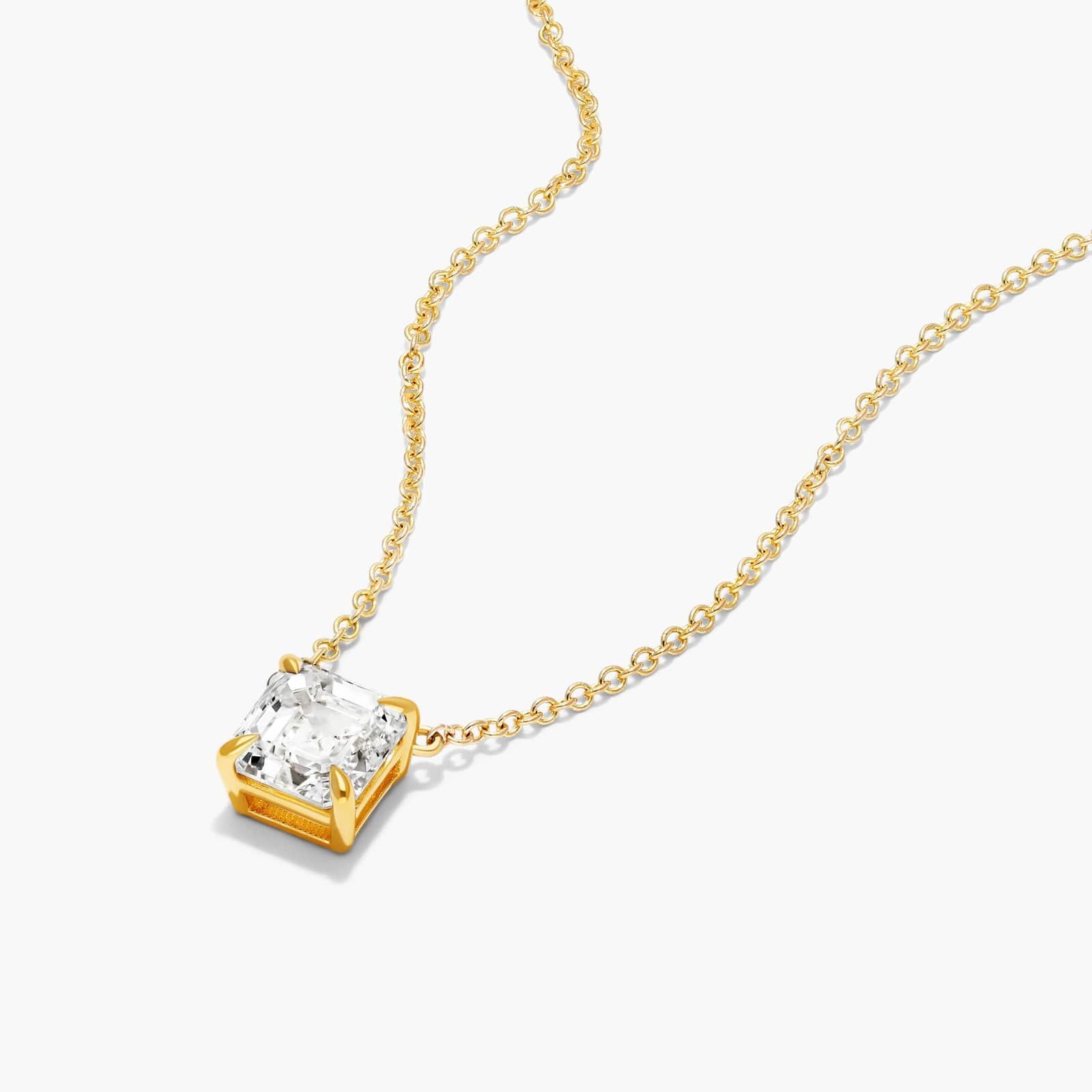 14K Yellow Gold Asscher Cut Diamond Solitaire Pendant (0.75 CTW - H-I / SI1-SI2) Image-1