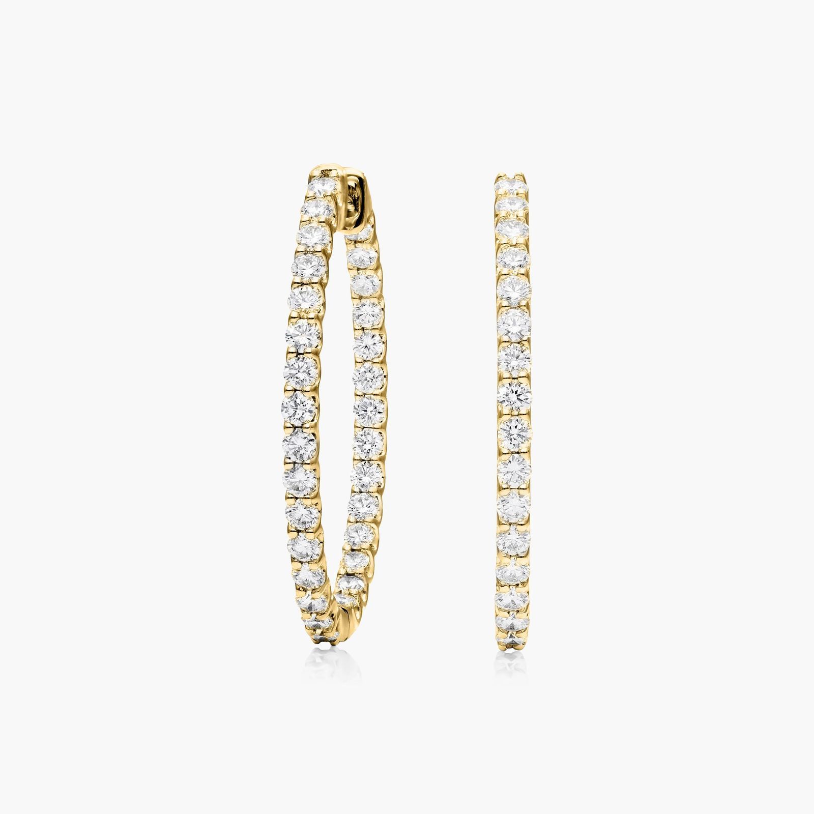 14K Yellow Gold Ellipse Inside-Out Diamond Hoop Earrings (2.00 CTW - F-G / VS1-VS2) Image-0