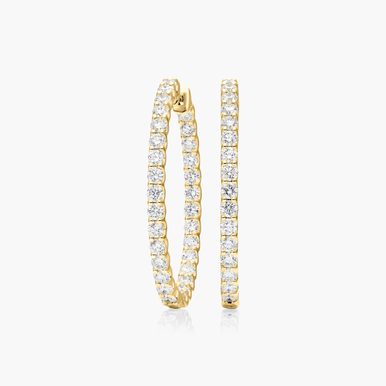 14K Yellow Gold Ellipse Inside-Out Diamond Hoop Earrings (5.00 CTW - F-G / VS1-VS2) Image-0