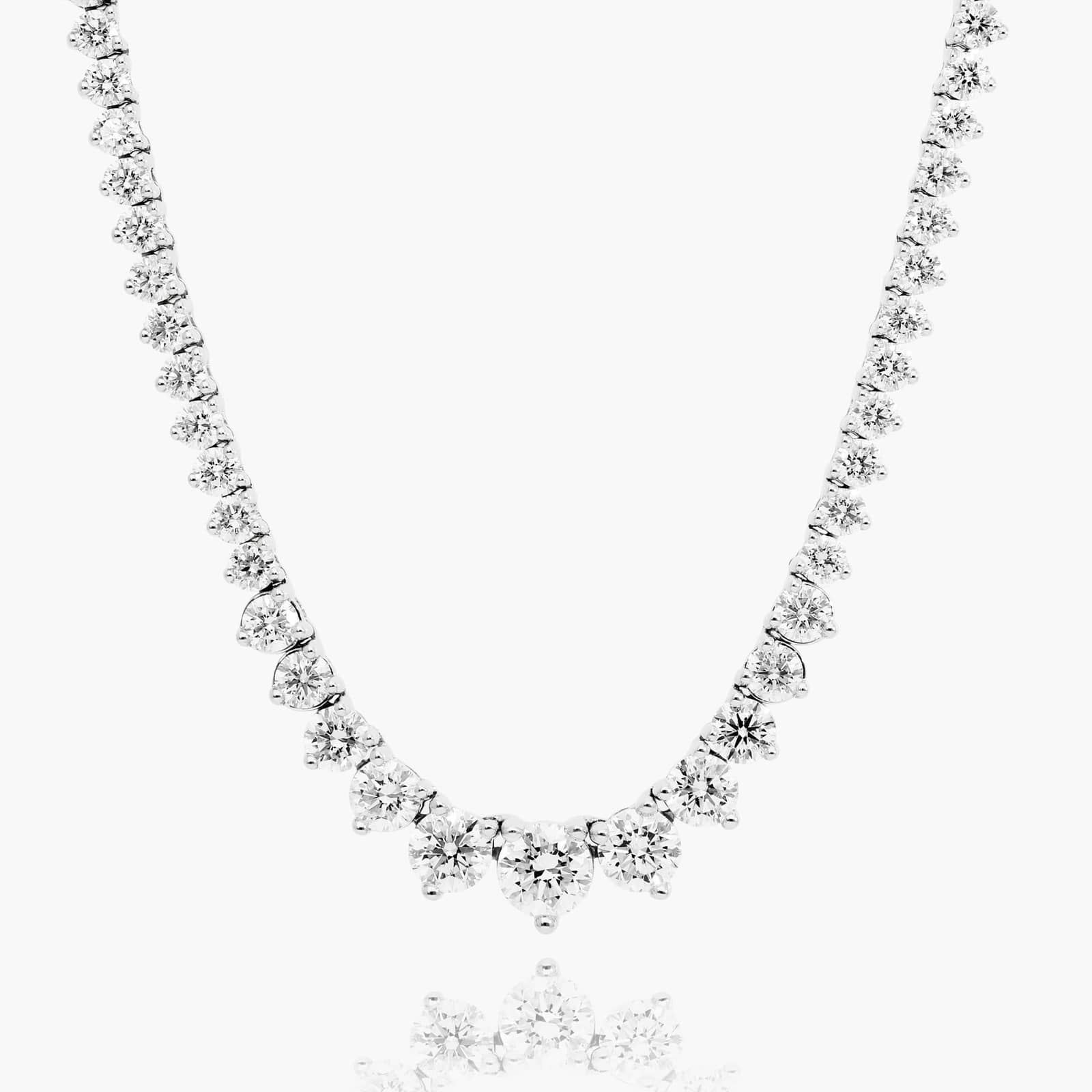 14K White Gold Riviera Three Prong Graduating Diamond Tennis Necklace (5.00 CTW - H-I / SI1-SI2) Image-0