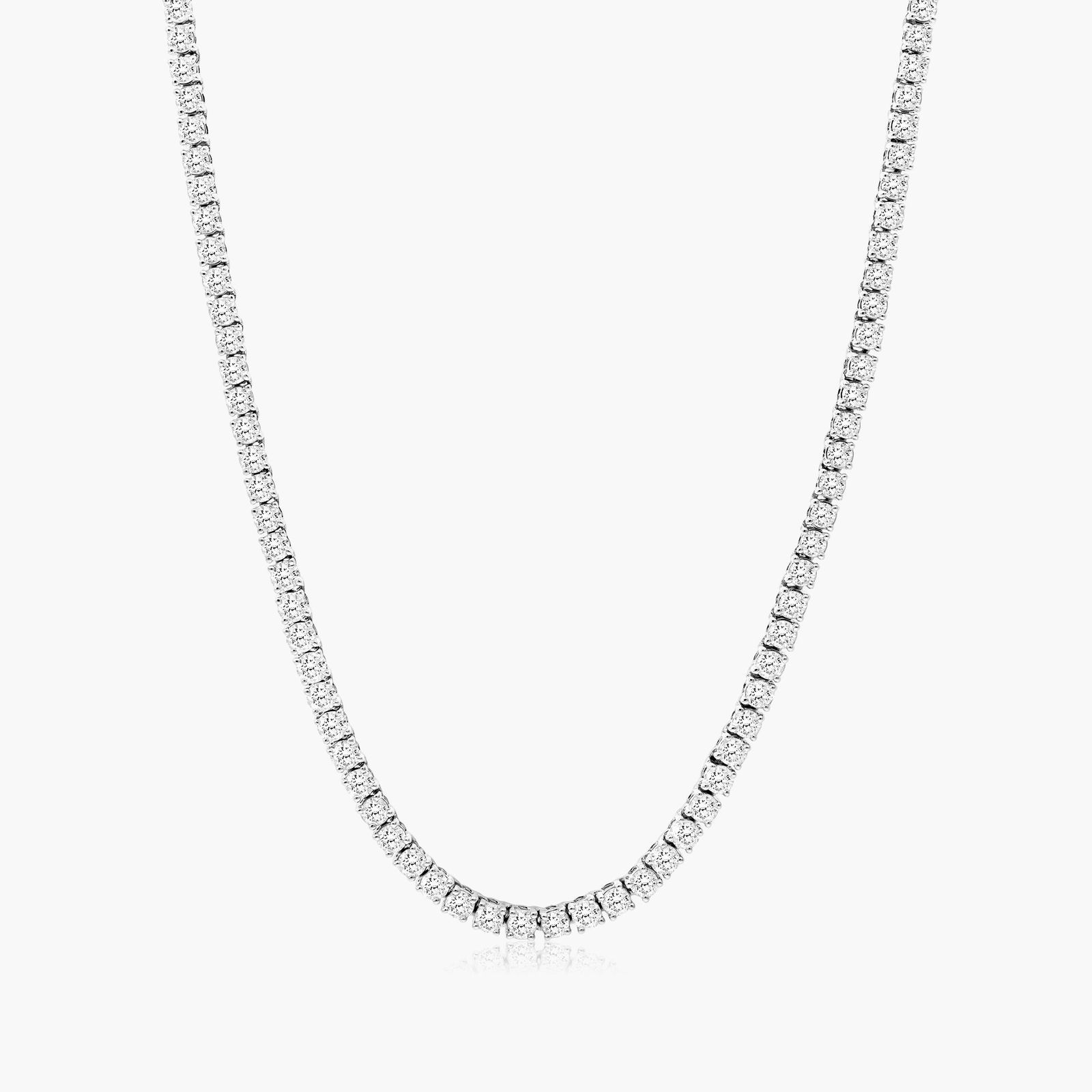 14K White Gold Straight Diamond Tennis Necklace (10.00 CTW - H-I / SI1-SI2) Image-0