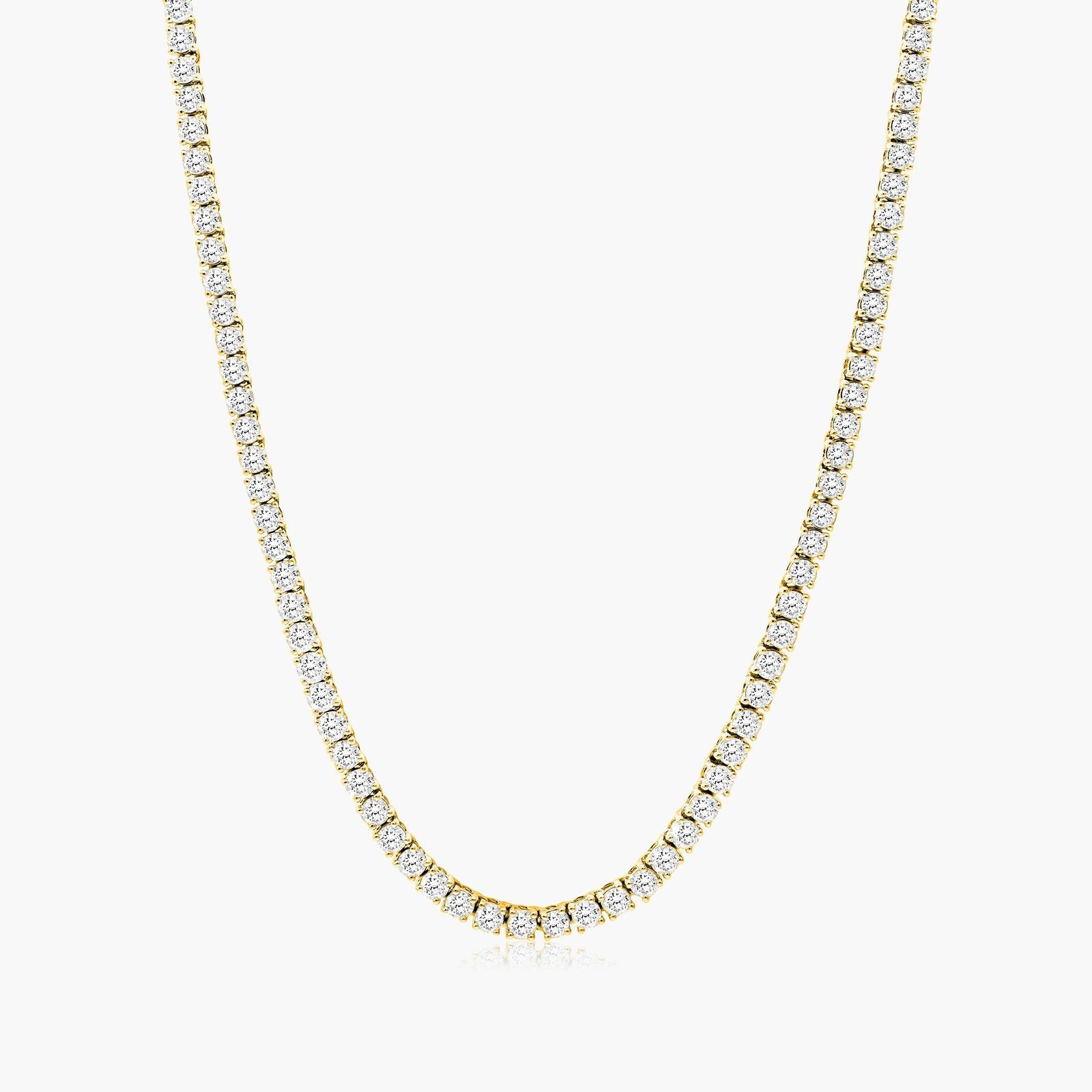 14K Yellow Gold Straight Diamond Tennis Necklace (10.00 CTW - H-I / SI1-SI2) Image-0
