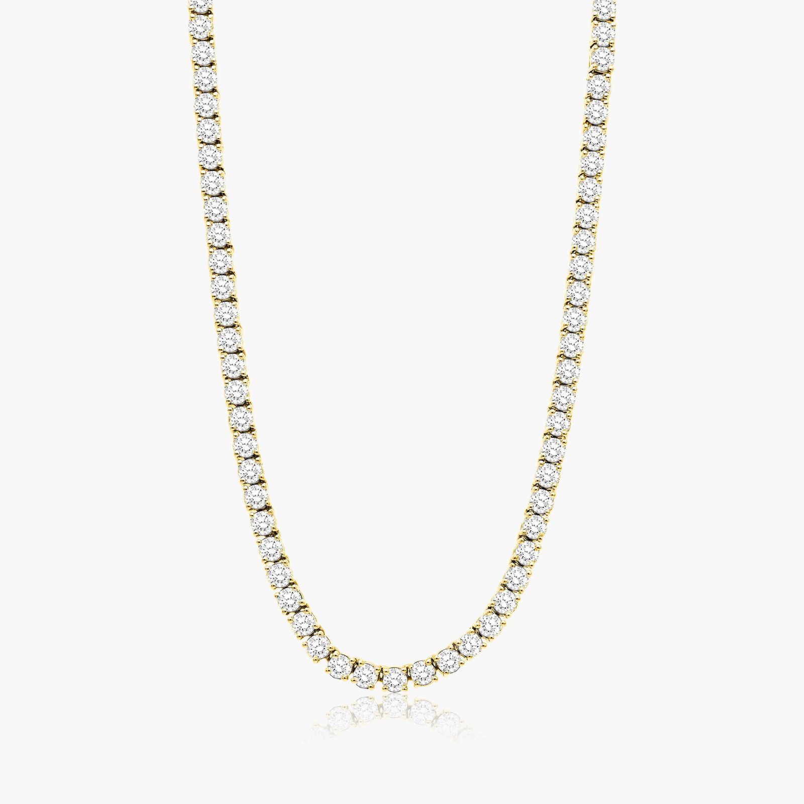 14K Yellow Gold Straight Diamond Tennis Necklace (12.00 CTW - H-I / SI1-SI2) Image-0