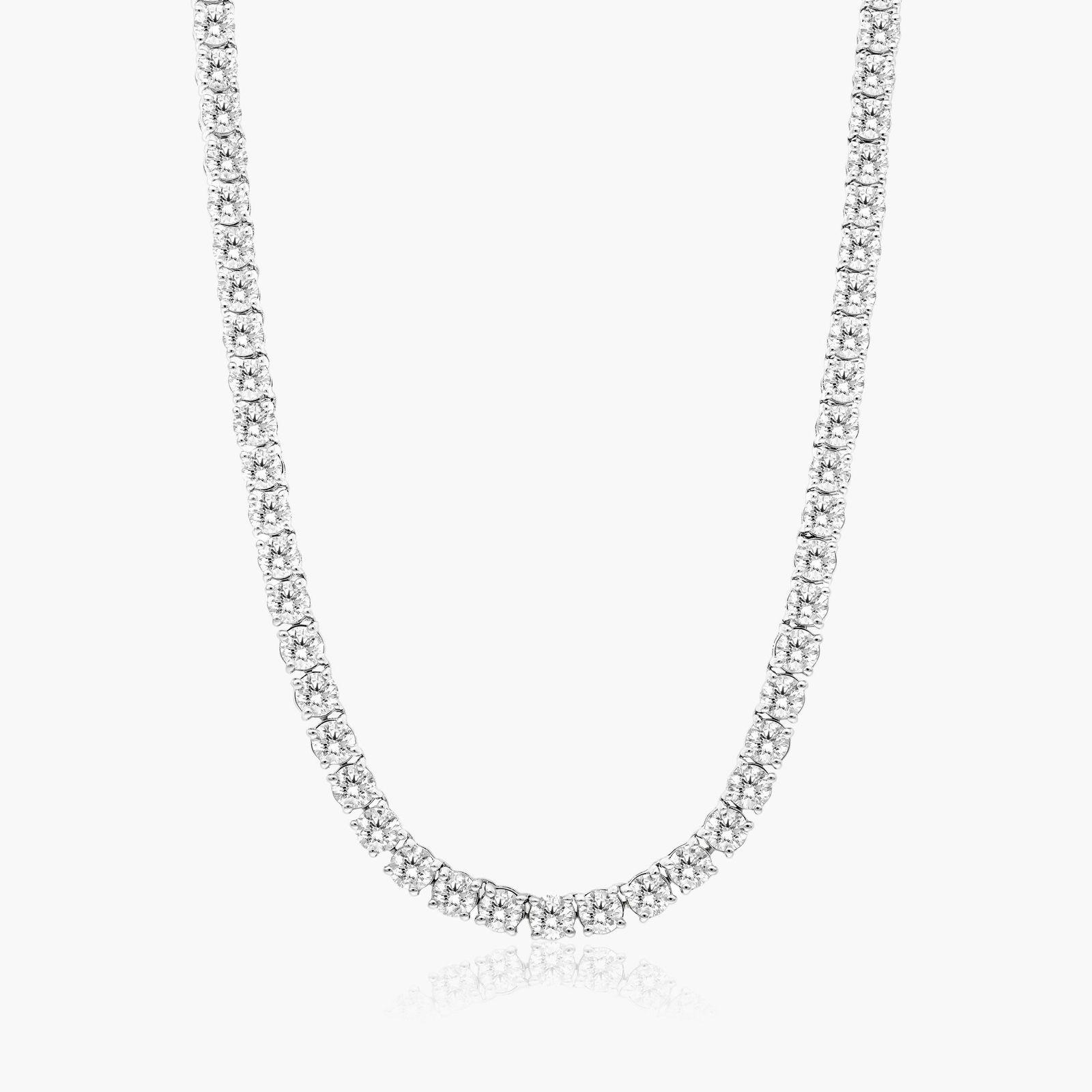 14K White Gold Straight Diamond Tennis Necklace (15.00 CTW - H-I / SI1-SI2) Image-0
