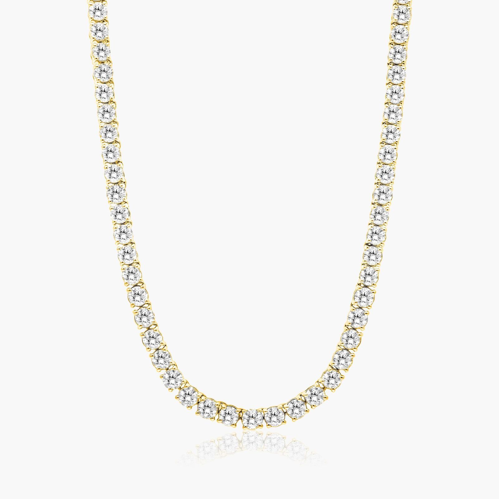 14K Yellow Gold Straight Lab Created Diamond Tennis Necklace (15.00 CTW - F-G / VS2-SI1) Image-0