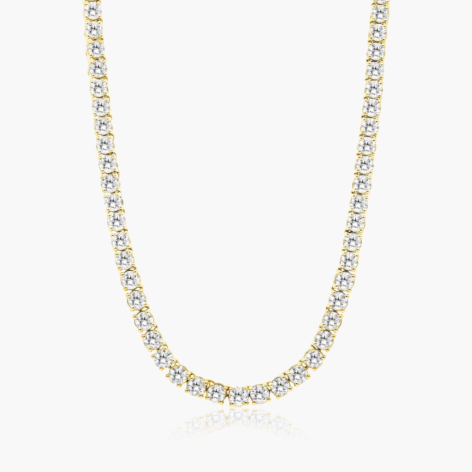 14K Yellow Gold Straight Diamond Tennis Necklace (15.00 CTW - H-I / SI1-SI2) Image-0